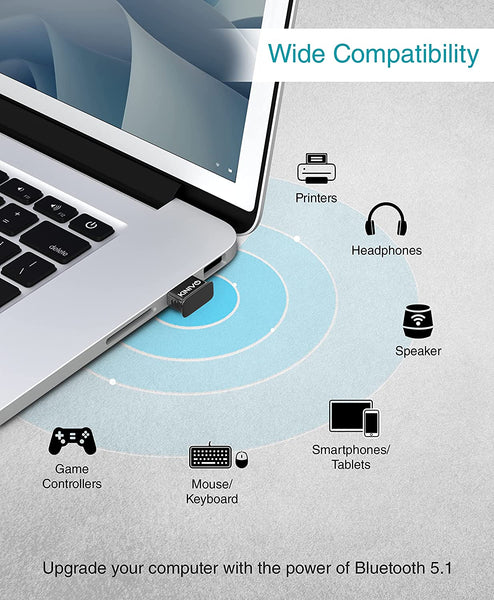 Kinivo USB Bluetooth Adapter for PC BTD500 (BT 5.0, Wireless Dongle Re