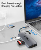 Kinivo 710UC USB C Hub (7 Port USB-C Adapter- 3 USB 3.0-5Gbps Data, 4K HDMI, 100W PD, SD, TF Card Reader)