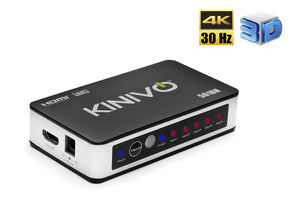 Kinivo HDMI Switch 4K HDR, (5 Port, 4K 30Hz, Auto-Switching, IR Wireless Remote)