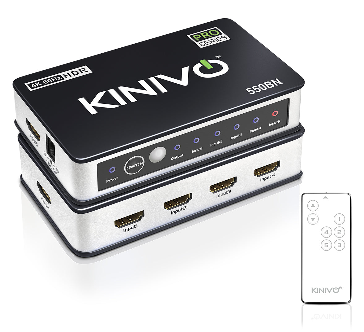 Kinivo HDMI Switch 4K HDR 550BN (5 in 1 Out, 4K 60Hz HDR, HDMI 2.0, Hi