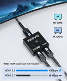 Kinivo 8K HDMI Switch 2 In 1 Out - (Bi-Directional, 8K 60Hz, HDMI Splitter 1 In 2 Out, Ultra HD Switcher Hub, 48Gbps HDMI 2.1 Hub, HDR10+, Dolby Atmos)