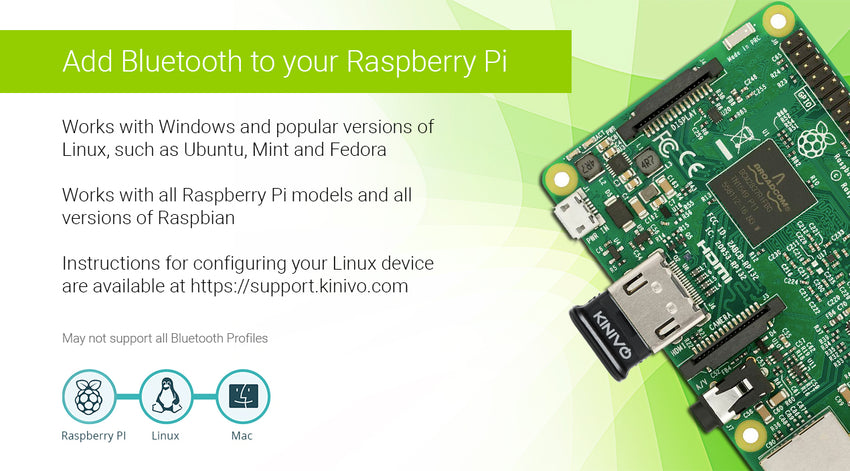 Kinivo BTD-400 Bluetooth 4.0 Low Energy USB Adapter - Works With Windows 10 / 8.1 / 8 / Windows 7 / Vista, Raspberry Pi , Linux