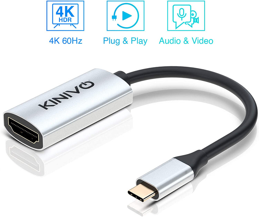 Kinivo USB C to HDMI Adapter (25CM ,4K 60Hz) - Compatible with Thunderbolt 3 Port, MacBook Pro 2018/2017, Samsung Galaxy S9/S8, Surface Book 2, Dell XPS 13/15, Pixelbook More